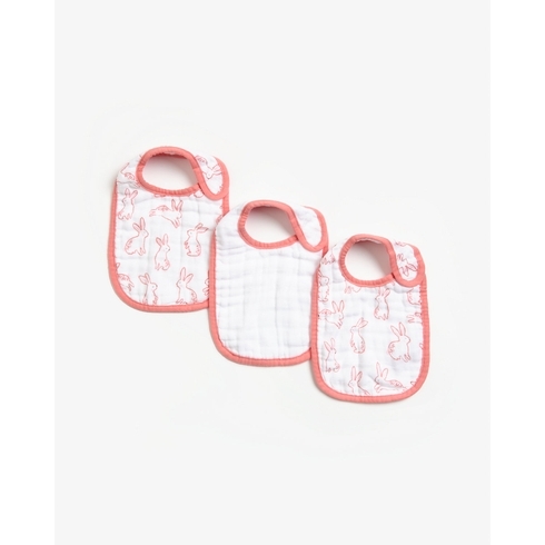 Mothercare Bunny Muslin Bibs Pink Pack Of 3