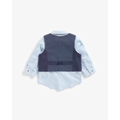 New Manual UNIQUE DANGAREES 青白く WORK SHIRT