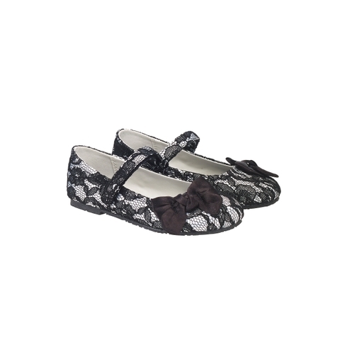 Girls Ballerinas Bow Detail - Black
