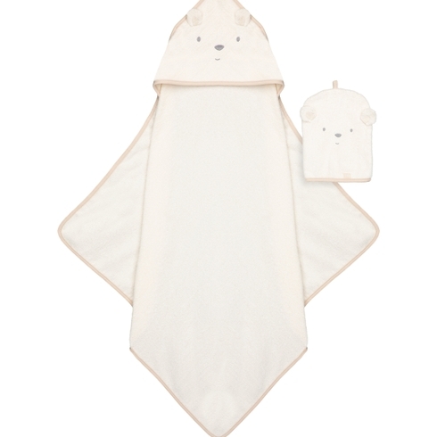 Mothercare little & loved cuddle n dry towel & mitt set off white