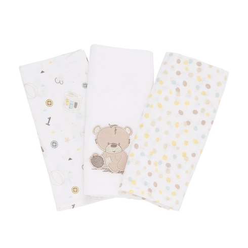 Mothercare Teddy'S Toy Box Baby Muslins Multicolor Pack Of 3