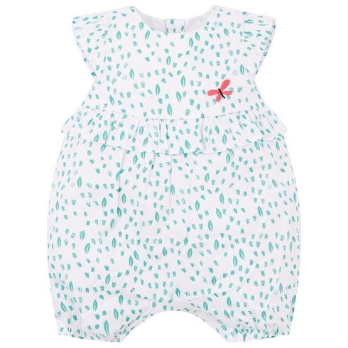 White And Aqua Butterfly Romper