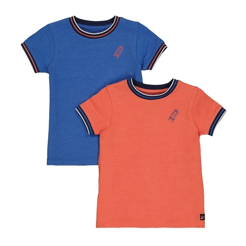 Blue And Orange Pique T-Shirts - 2 Pack