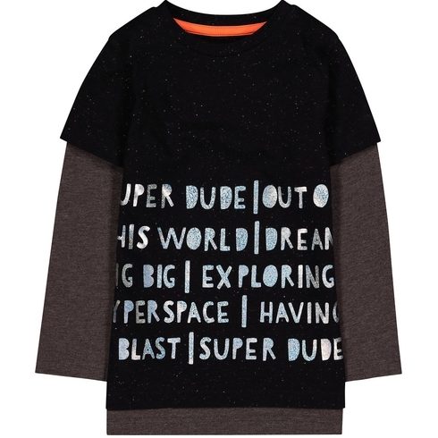 Black Super Dude Mock Layer T-Shirt