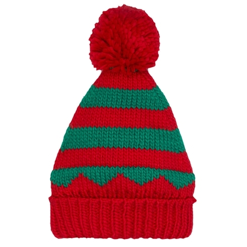 Red And Green Stripe Elf Beanie Hat