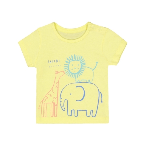 Boys Half Sleeves Animal Print T-Shirt - Yellow