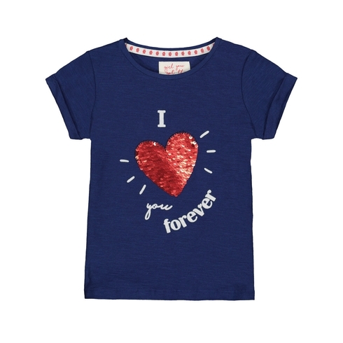 Navy Sequin Heart I Love You Forever T-Shirt