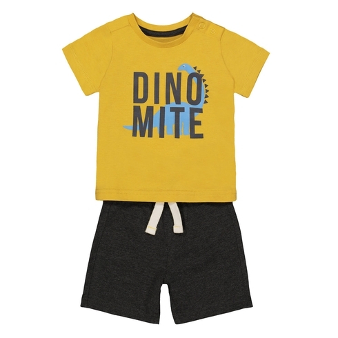 Yellow Dinosaur T-Shirt And Shorts Set
