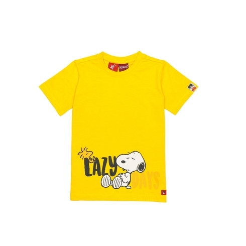 H By Hamleys Unisex Short Sleeves T-Shirt Peanuts Lazy Days Print-Yellow