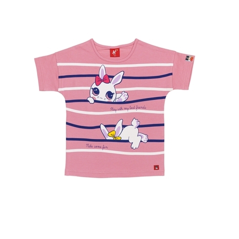 H By Hamleys Girls Short Sleeves T-Shirt Cat Print-Pink
