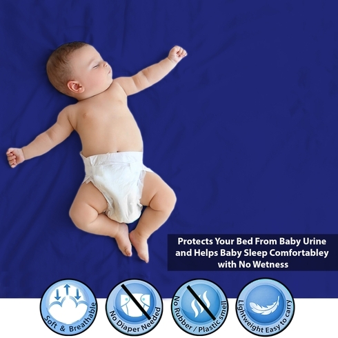 Polka Tots Baby Mat Bed Protector Waterproof Sheet Dark Blue Xl
