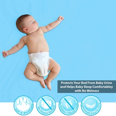Polka Tots Baby Mat Bed Protector Waterproof Sheet Sky Blue XL