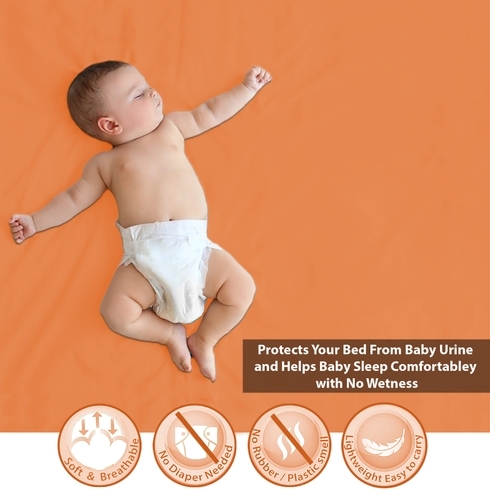 Polka Tots Baby Mat Bed Protector Waterproof Sheet Peach XL