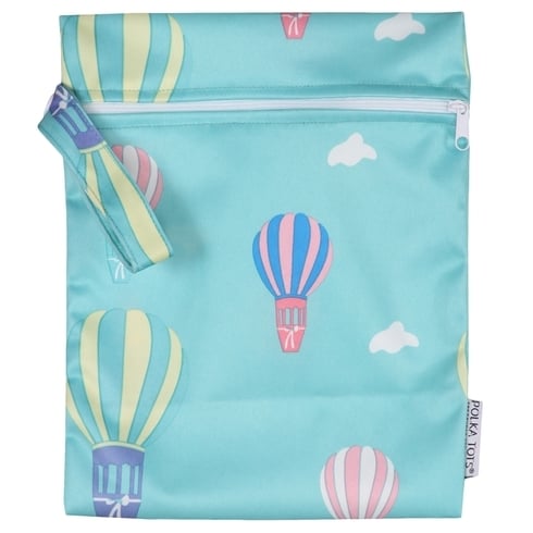 Polka Tots Air Balloon Waterproof Diaper Bag Sea Green