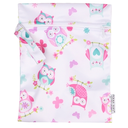Polka Tots Owl Waterproof Diaper Bag White
