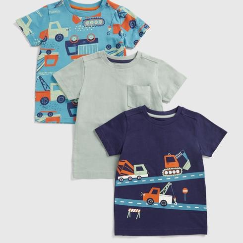 Mothercare Boys Half Sleeve Round Neck Tee -Pack Of 3-Navy