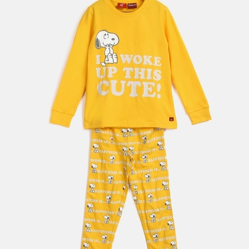 Unisex Full Sleeve Pyjama Sets Cutie-Yellow