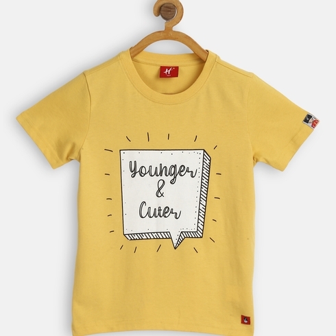 Unisex Half Sleeve T-Shirts Younger And Cuter-Ocher