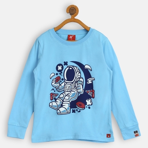 H By Hamleys Boys Full Sleeve T-Shirts Space Design-Blue