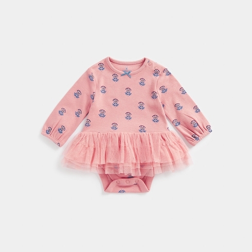 Mothercare Crafted With Care Girls Full Sleeves Bodysuit -Pink