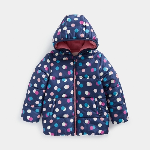 Mothercare Girls Spotted Padded Jacket - Blue