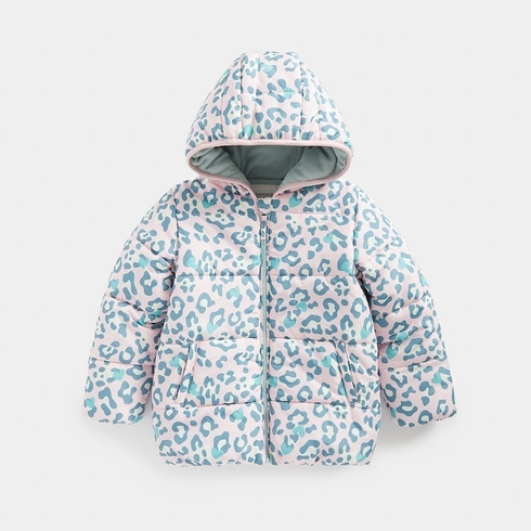 Mothercare Girls Leopardprint Padded Jacket -Light Blue