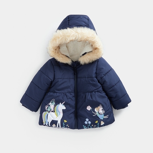 Baby Girl Rabbit Hooded Fleece Winter Jacket with Scarf