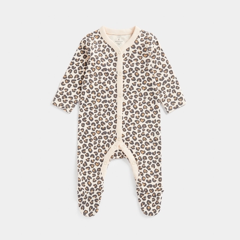 Mothercare Girls Animal Print Full Sleeves All In One -Brown