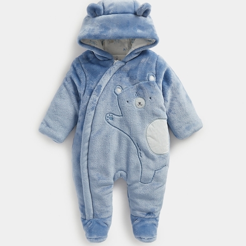 Mothercare Fluffy Full Sleeves Snowsuit -Blue