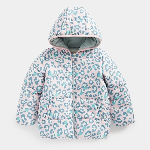 Mothercare Girls Leopardprint Padded Jacket -Blue