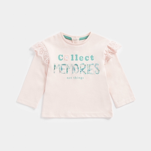 Mothercare Girls Full Sleeves Round Neck Tee -Pink
