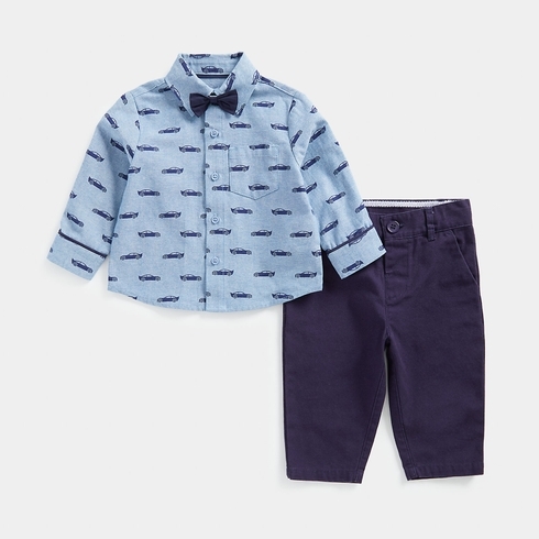 Mothercare Boys Shirt, Trousers And Bow Tie Set -Navy