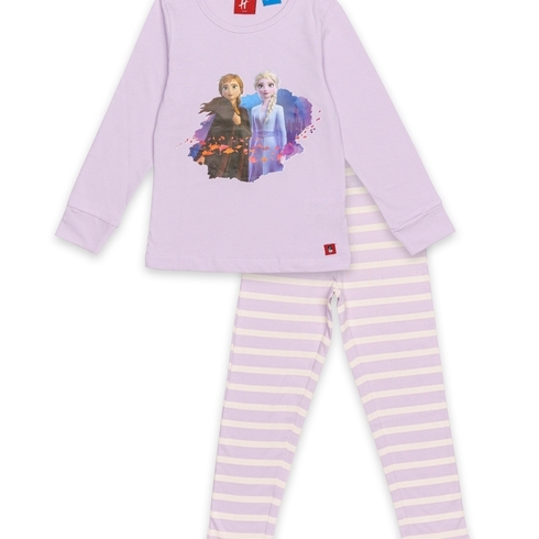 GIRLS HM- Full Sleeve T-shirt & Pyjama set -Pack of 1-LAVENDER