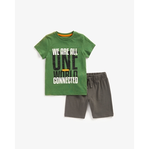 Boys Short Sleeves Shorts T-Shirt Set --Multicolour