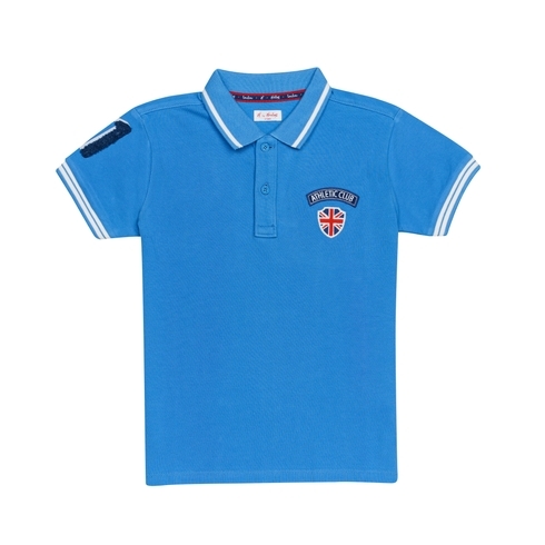 H By Hamleys Boys Short Sleeves Polo T-Shirt Badge Print-Blue