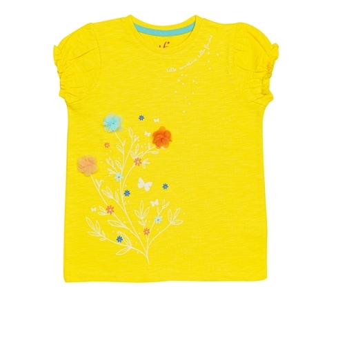 H By Hamleys Girls Short Sleeves Top Floral Print-Yellow