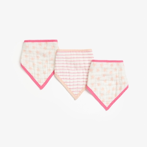 Mothercare Star Muslin Dribbler Bibs Pink Pack Of 3