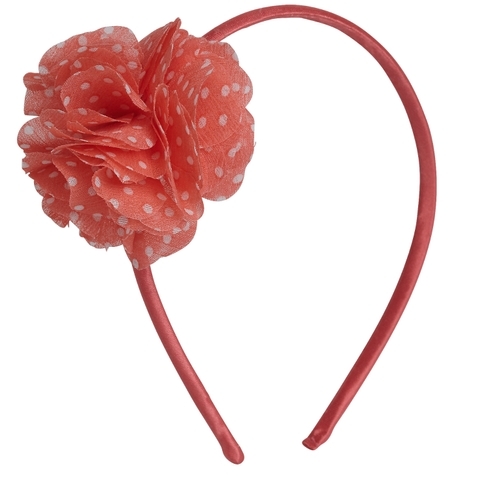 Girls Hairband Flower Detail - Coral
