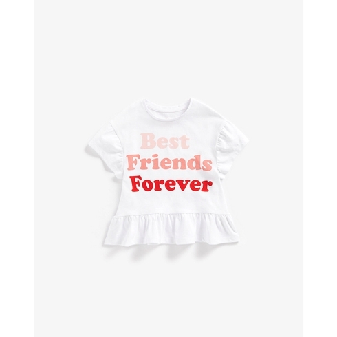 Girls Short Sleeves T-Shirt Best Friends Forever Printed -White