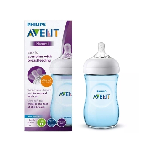 Avent natural baby feeding bottle blue pack of 1 125ml