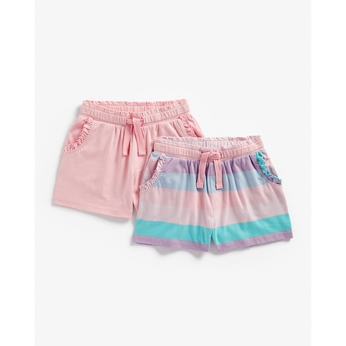 Girls Shorts -Pack Of 2-Pink