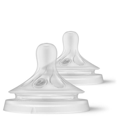 Avent Natural Response Slow Flow 2 Holes Classic Silicone Teats White Pack Of 2