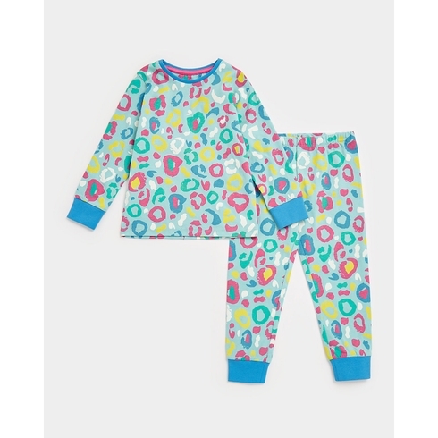 Girls Full Sleeves Pyjama Set All Over Print-Multicolor