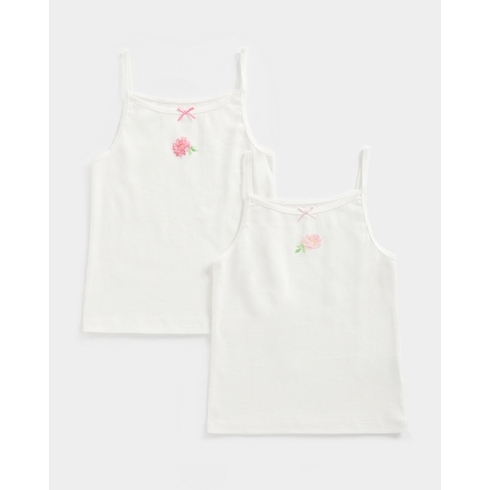 Girls Sleeveless Vest -Pack Of 2-White