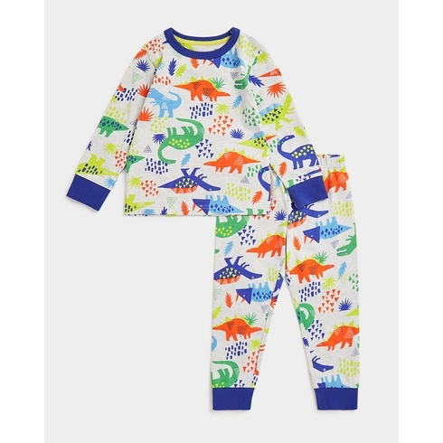 Boys Full Sleeves Pyjama Set Dino All Over Print-Multicolor