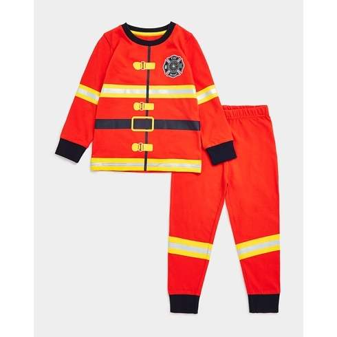 Boys Full Sleeves Pyjama Set Mini Firefighter-Multicolor
