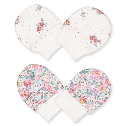 Girls Floral Scratch Mitts - 2 Pack - Multicolor