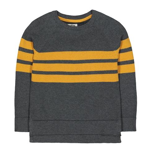 Boys Full Sleeves Sweater Striped - Grey