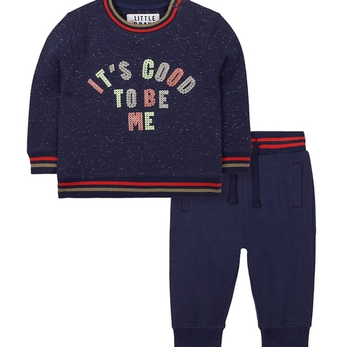 Navy Sequin Good To Be Me Sweat Top And Joggers Set