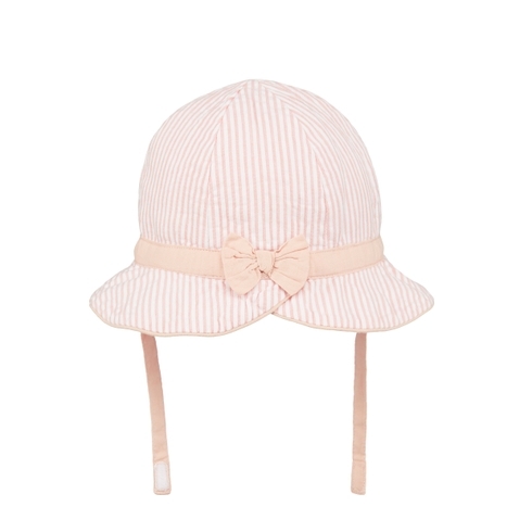 Girls Striped Hat Bow Detail - Pink